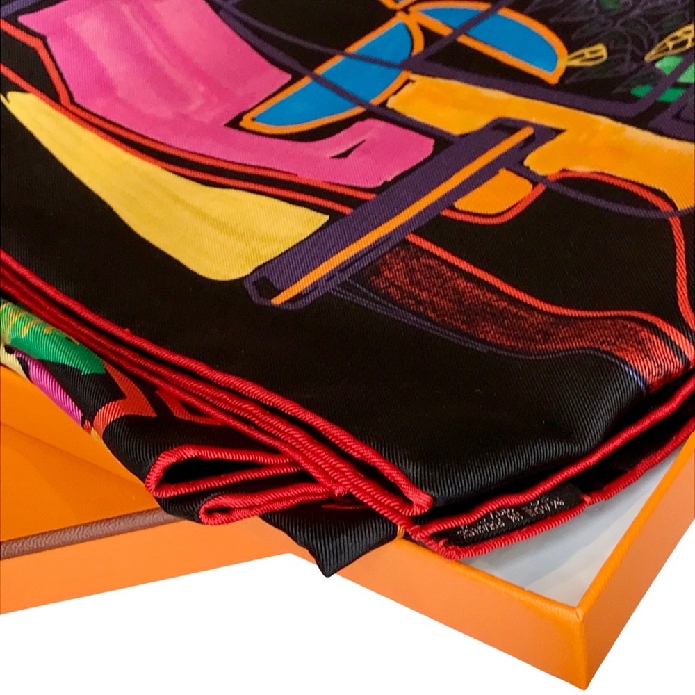 HERMÈS Modernisme Tropical Scarf 90 Silk Carre with Box - Picture 11 of 16
